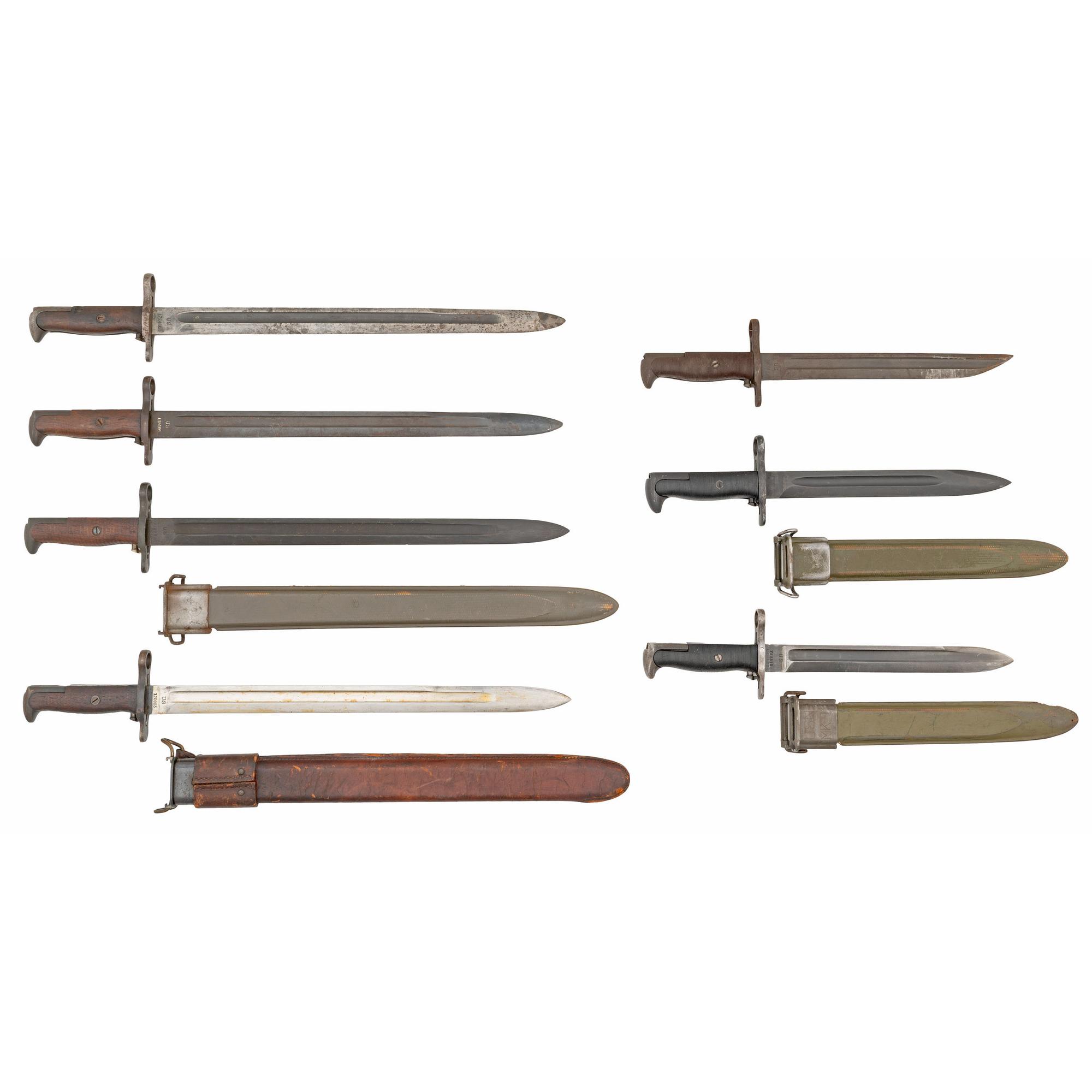 7 US World War I & II Bayonets: (4) M1905 and (2) M1905-EE1 and (1) M1