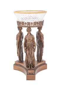 An Empire Style Gilt Bronze and Cut-Glass Center Bowl