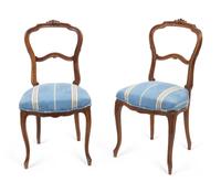 A Pair of Victorian Carved Walnut Lady's Chairs