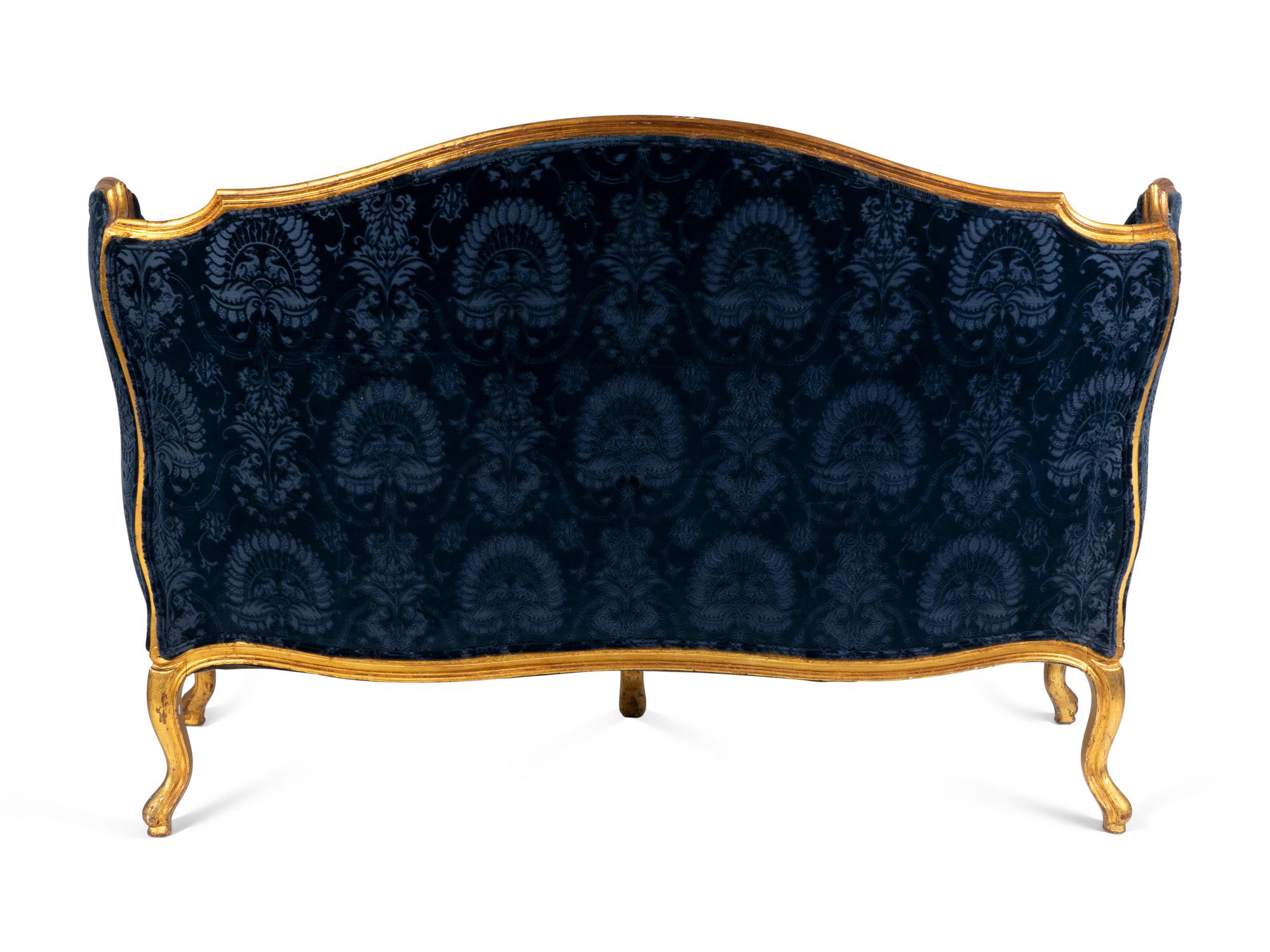 A Louis XV Style Carved Giltwood Canape — 19TH CENTURY