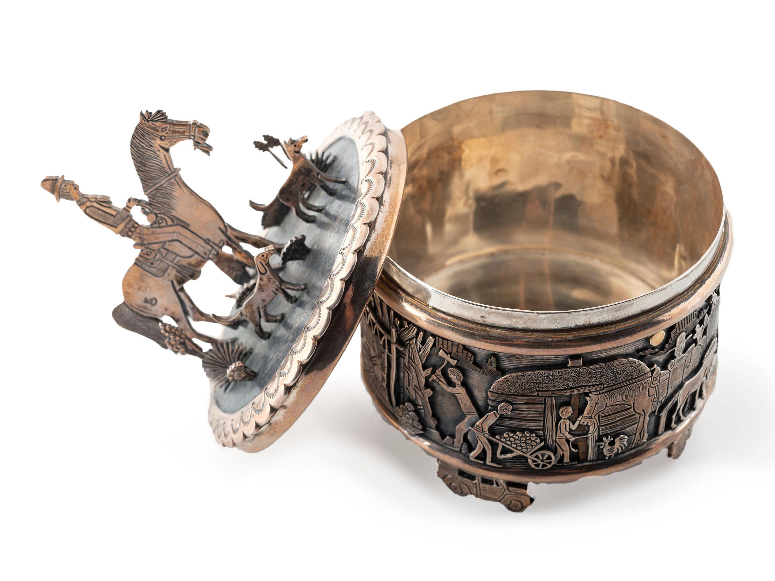 Award Winning Sterling Silver Storyteller Lidded Box, with 14K Gold Accents