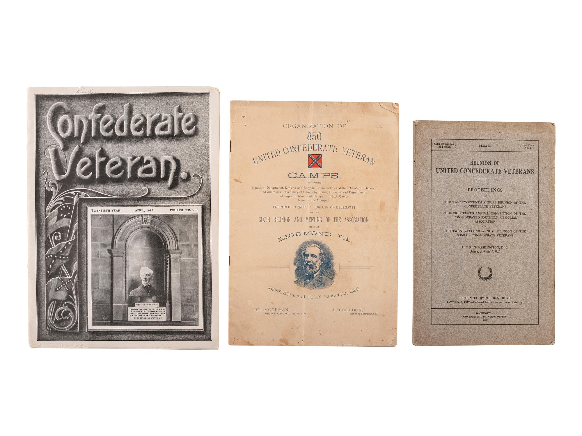 [CSA VETERANS]. A large group of speeches, journals, reunion pamphlets, and other publications by Confederate veteran organizations, including:
