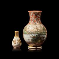 Two Small Satsuma-Type Cabinet Vases, Yabu Meizan, Meiji Period