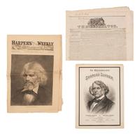[ENSLAVEMENT & ABOLITION]. A group of photographs and other items related to abolitionist figures incl. Wendell PHILLIPS (1811-1884) and Charles SUMNER (1811-1874).