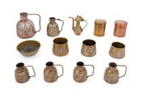 Thirteen Silver Inlaid Vessels