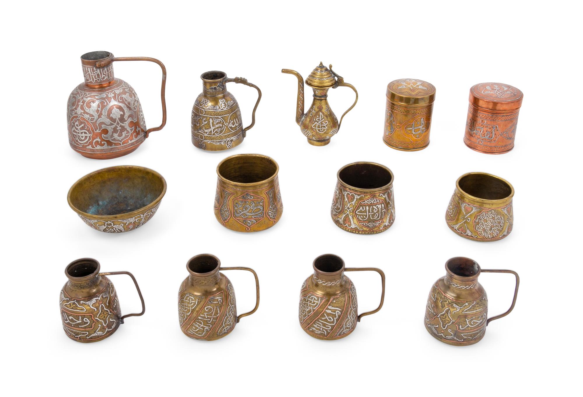Thirteen Silver Inlaid Vessels