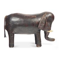 An Abercrombie & Fitch Leather Elephant Footstool