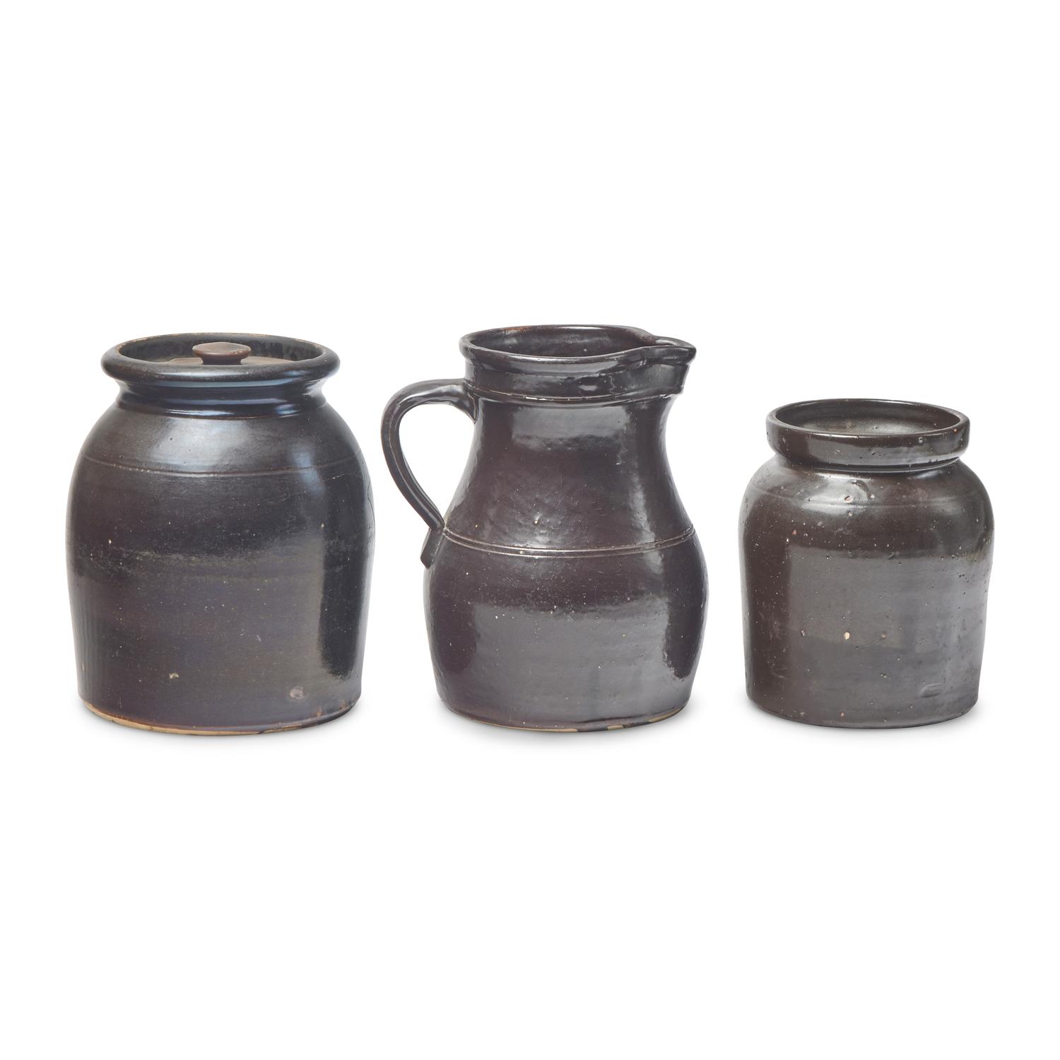 Six Albany Glazed Stoneware Crocks and Pitchers