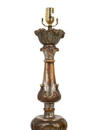 An Italian Giltwood Pricket Mounted as a Lamp — 19TH CENTURY