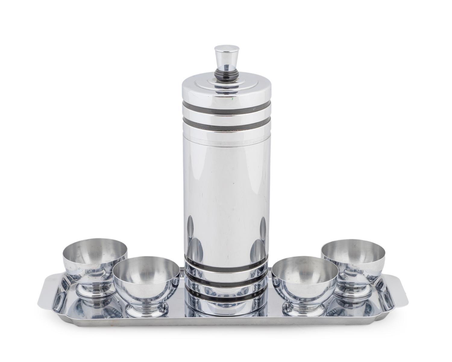 A Chase Modernist Chrome Gaiety Cocktail Set — DESIGNED BY HOWEARD REICHENBACH, CIRCA 1934