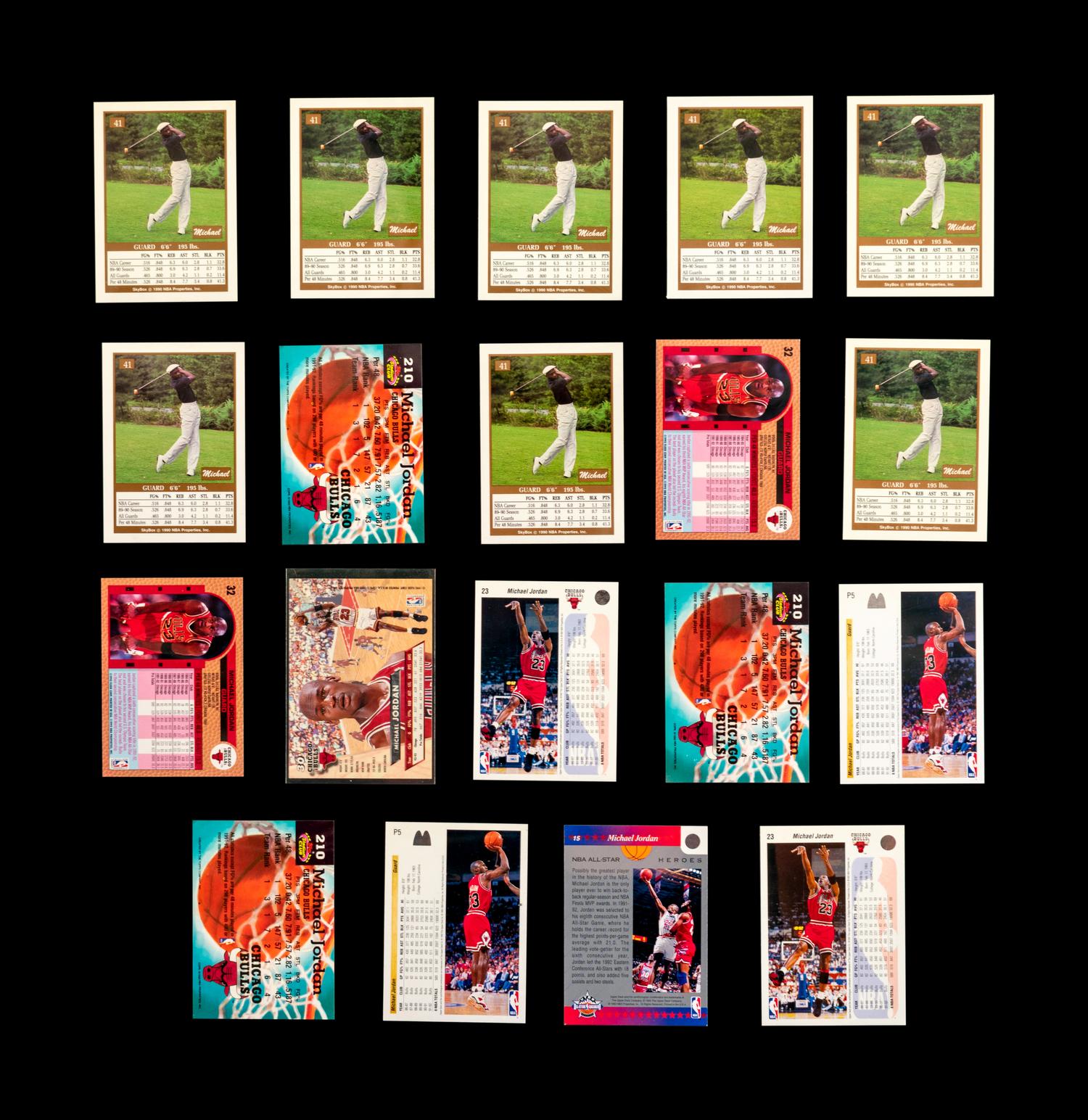 A Group of 54 1990s Michael Jordan Basketball and Baseball Cards,