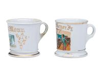 Two Porcelain Shaving Mugs Relating to Leisure Activities