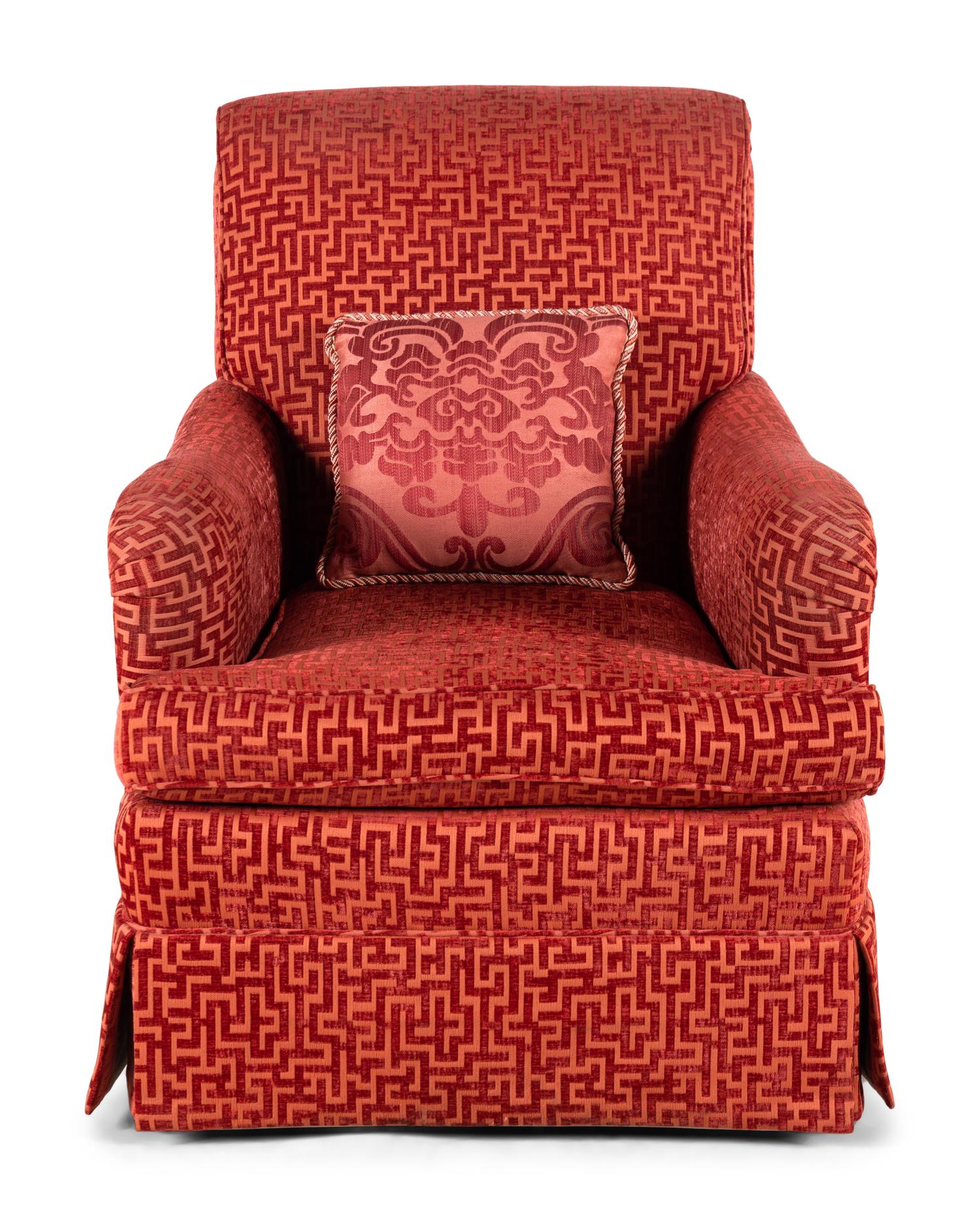 A Rubelli Seneca Rosa Indiano -Upholstered Easy Chair