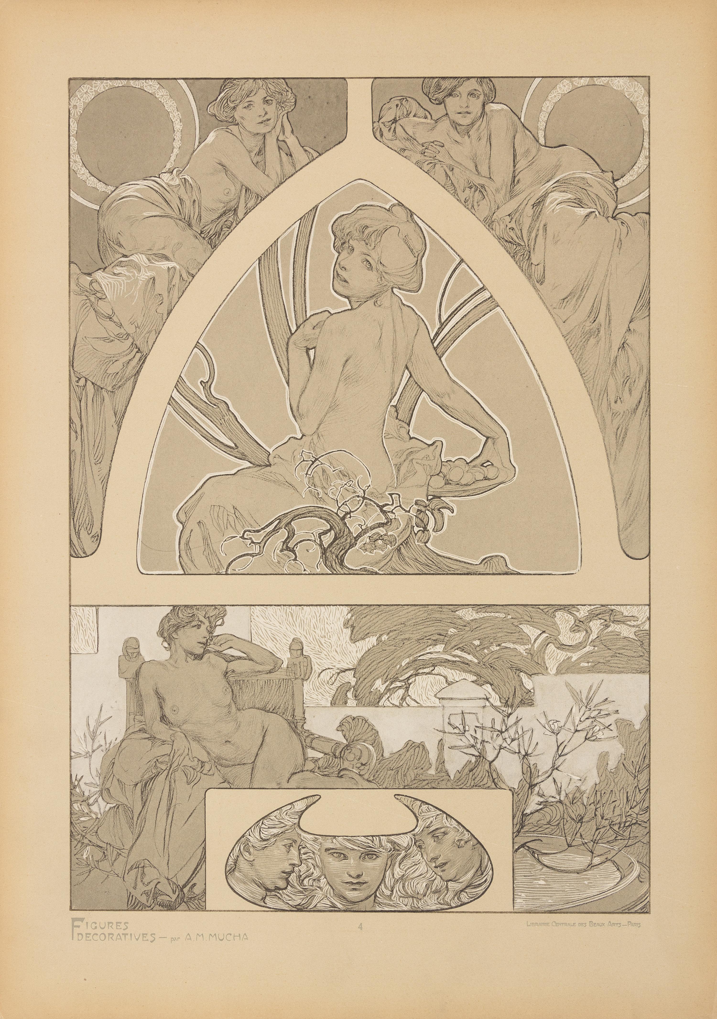 MUCHA, Alphonse (1860-1939). Figures Décoratives. Paris: Librairie Centrale des Beaux-Arts, [n.d.]. COMPLETE SET OF 40 LITHOGRAPHS.