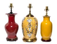 Two Chinese Style Porcelain Lamps Height of tallest 21 1/2 inches.