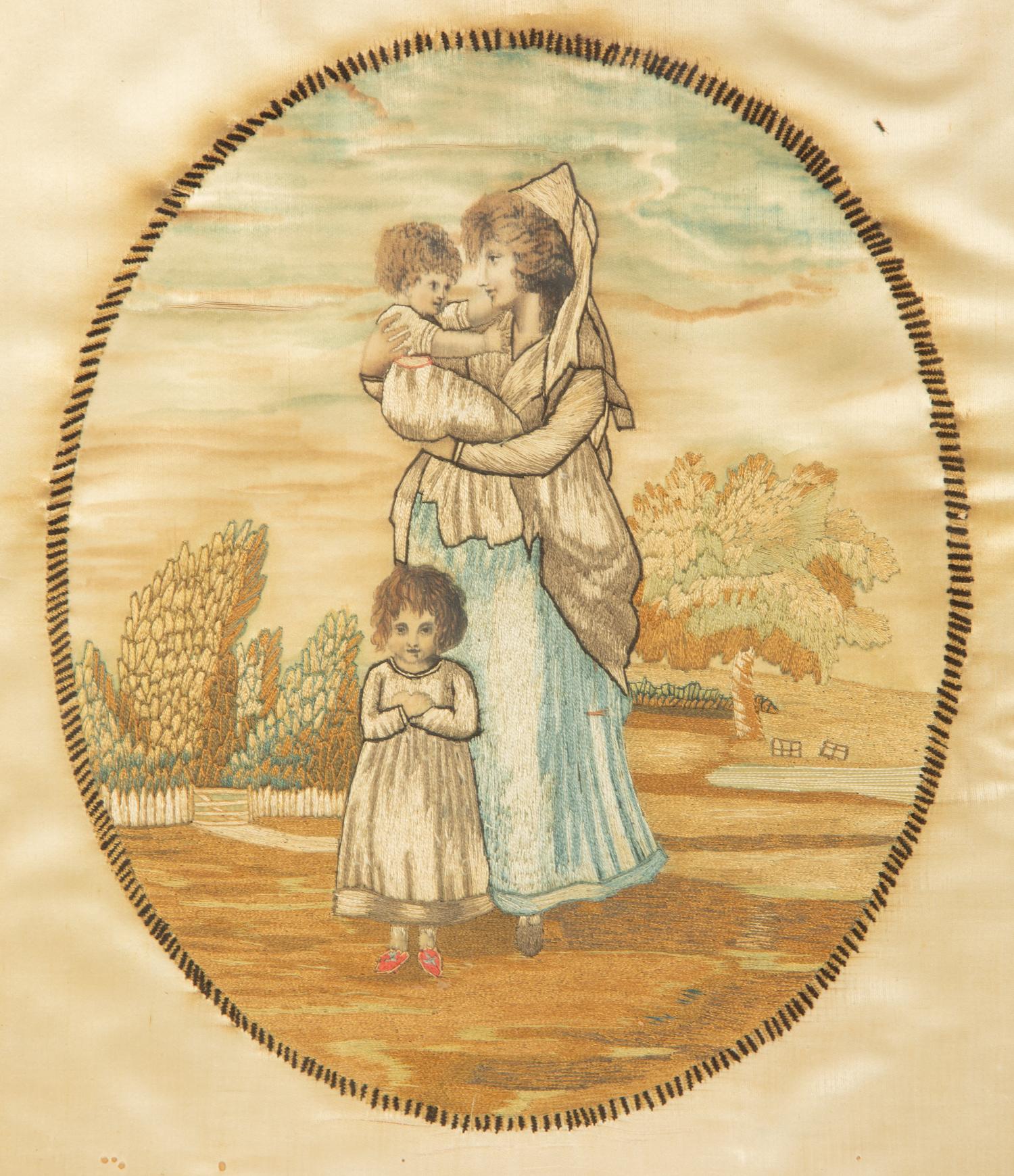 An English Needlework and Painted Silk Picture of Britannia