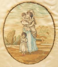 An English Needlework and Painted Silk Picture of Britannia