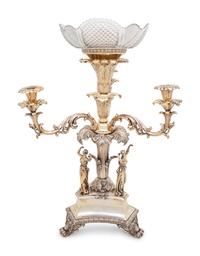 An English Silver-Plate and Cut-Glass Centerpiece