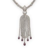 Salavetti, Diamond and Pink Sapphire Fringe Necklace