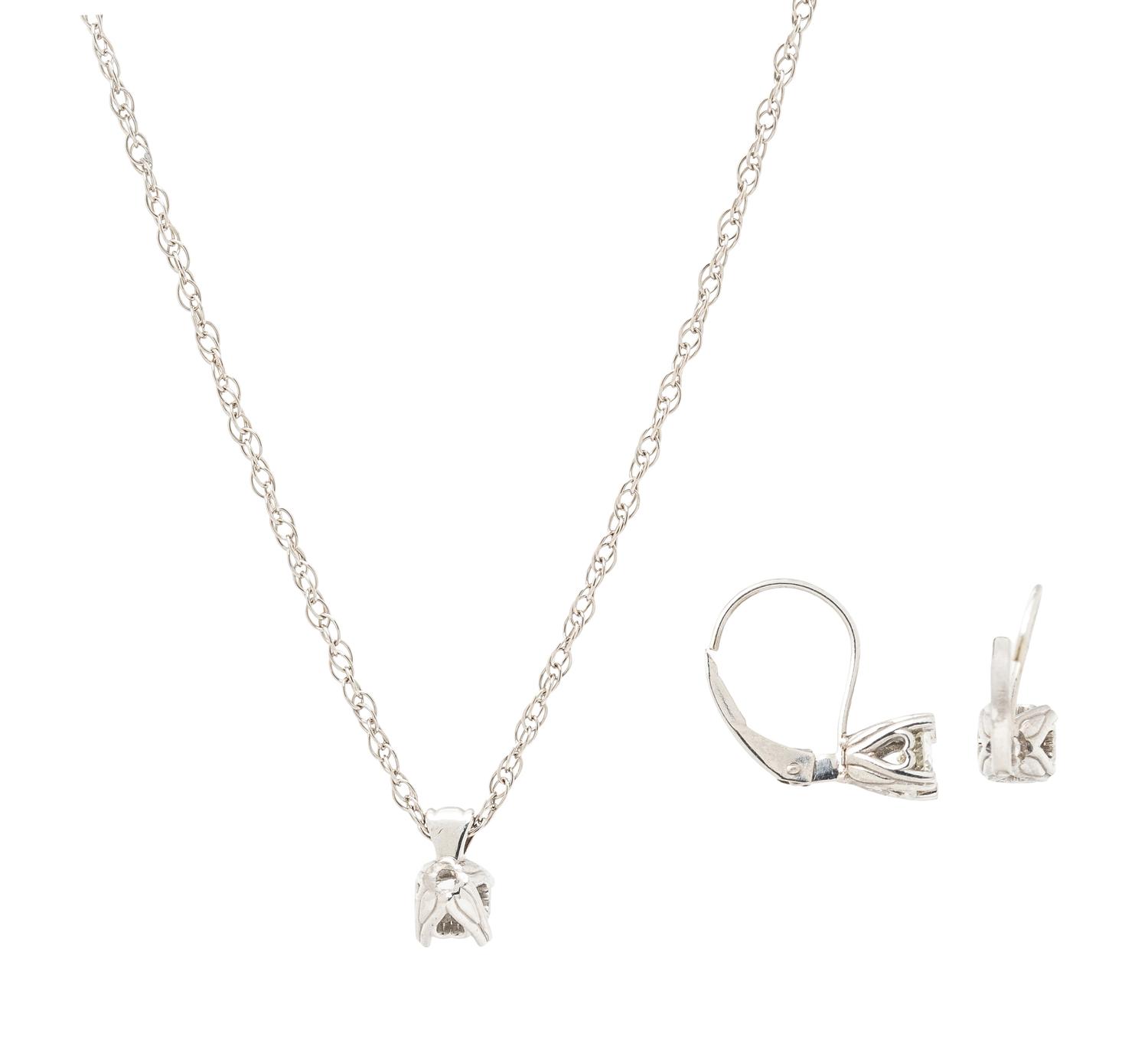 DIAMOND PENDANT NECKLACE AND EARRINGS