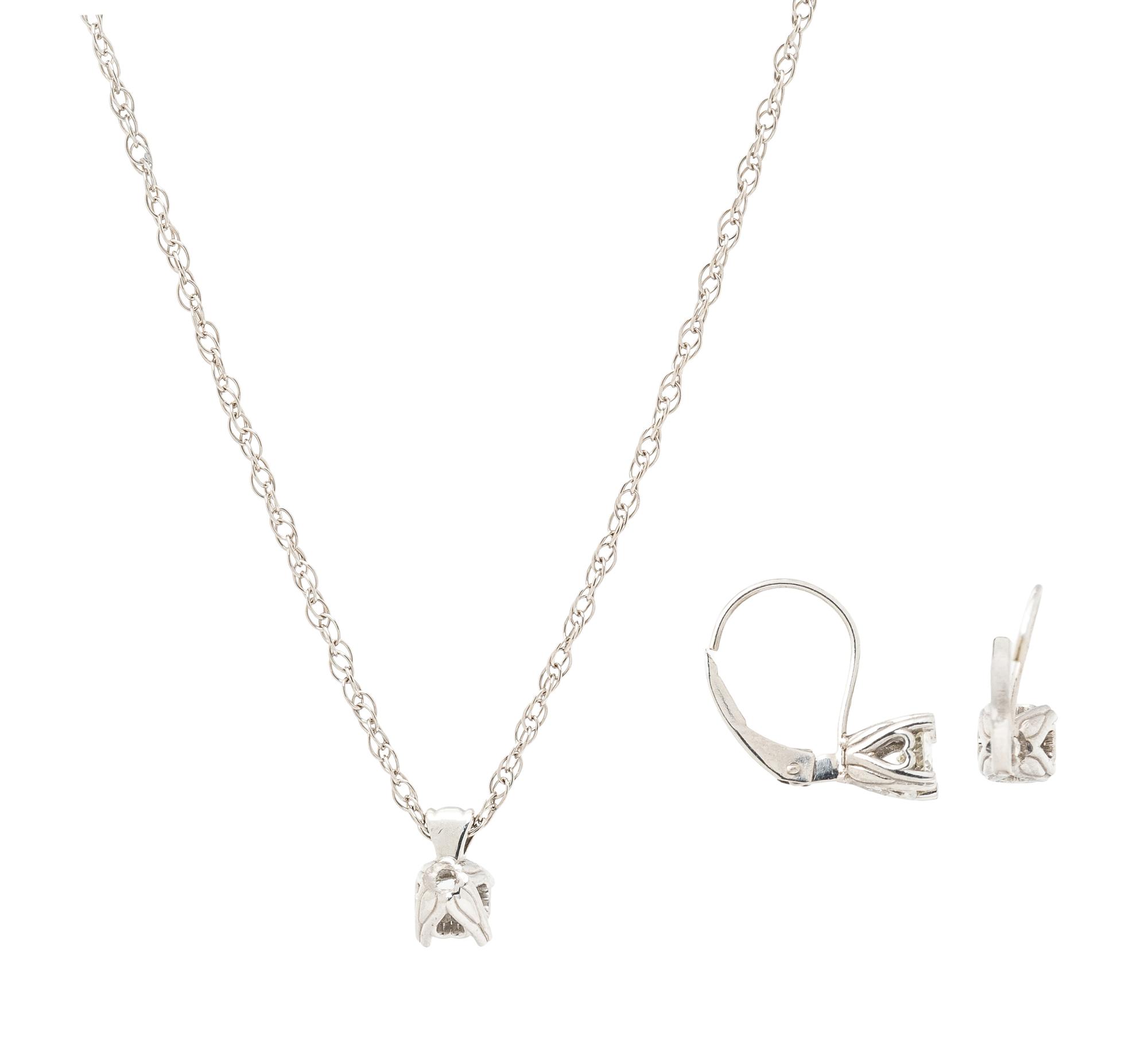 DIAMOND PENDANT NECKLACE AND EARRINGS