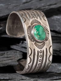 Navajo Ingot and Turquoise Cuff Bracelet