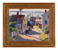 Carl William Peters (American, 1919–2009) — Alley Shadows with Strollers