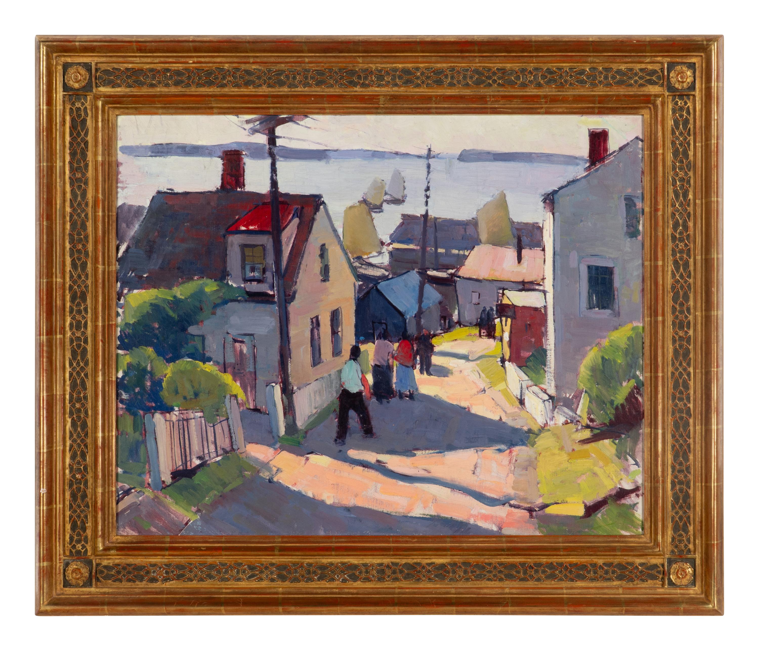 Carl William Peters (American, 1919–2009) — Alley Shadows with Strollers