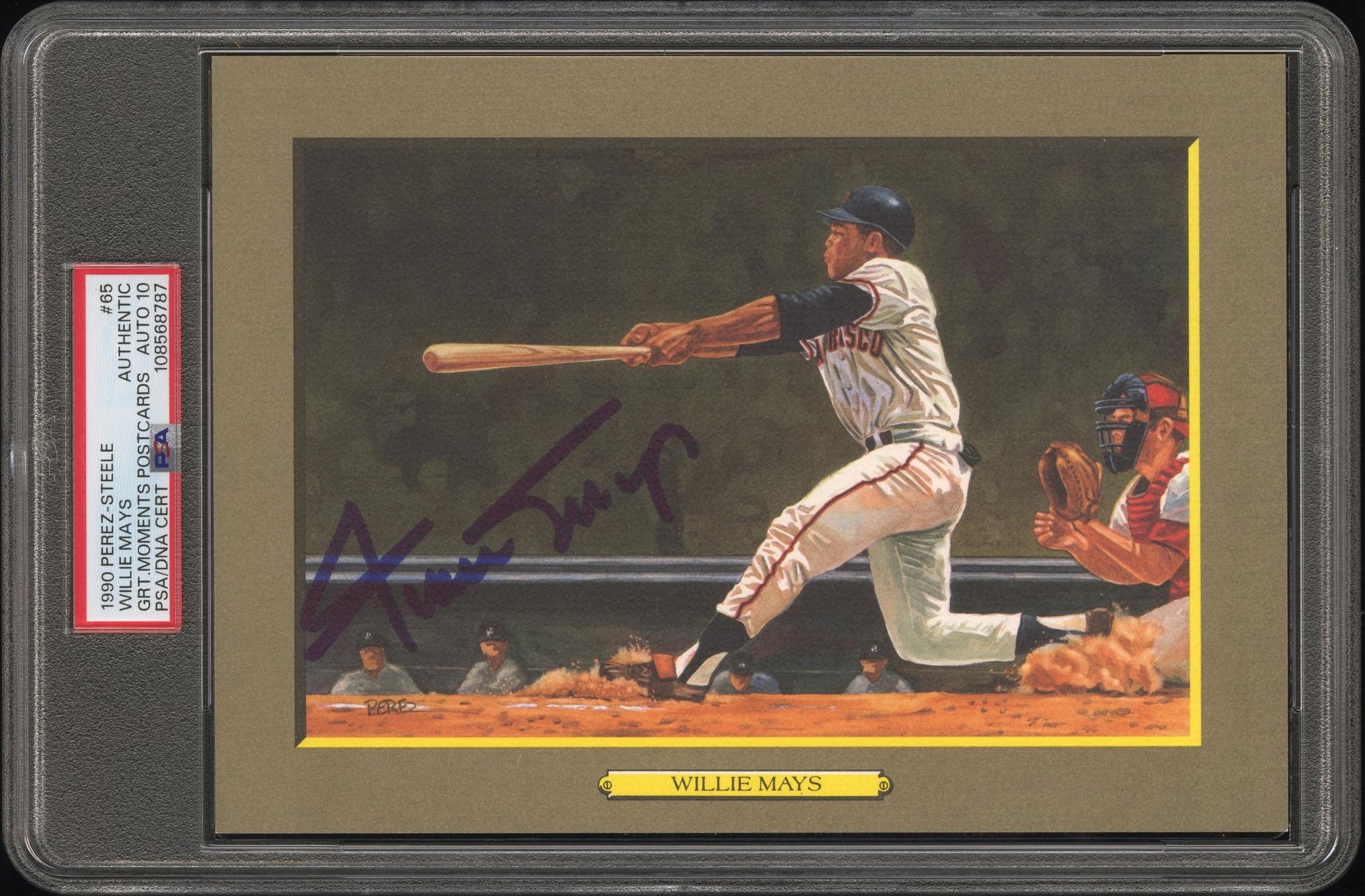 A Willie Mays Signed Autograph Perez Steele Great Moments Postcard (PSA 10 AUTO)