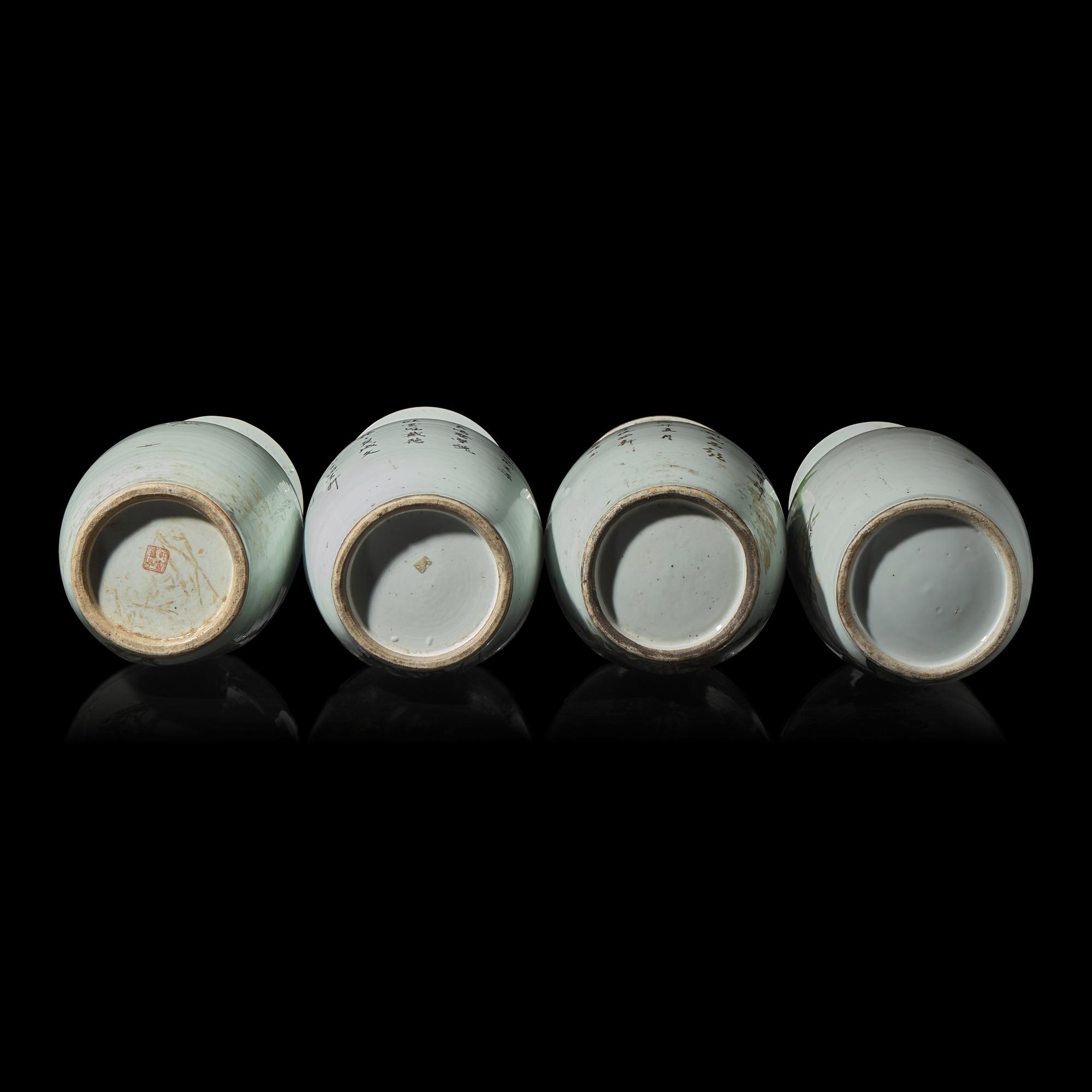 Four Chinese Famille Rose Porcelain 'Bird and Flower' Vases 粉彩花鳥圖賞瓶四件