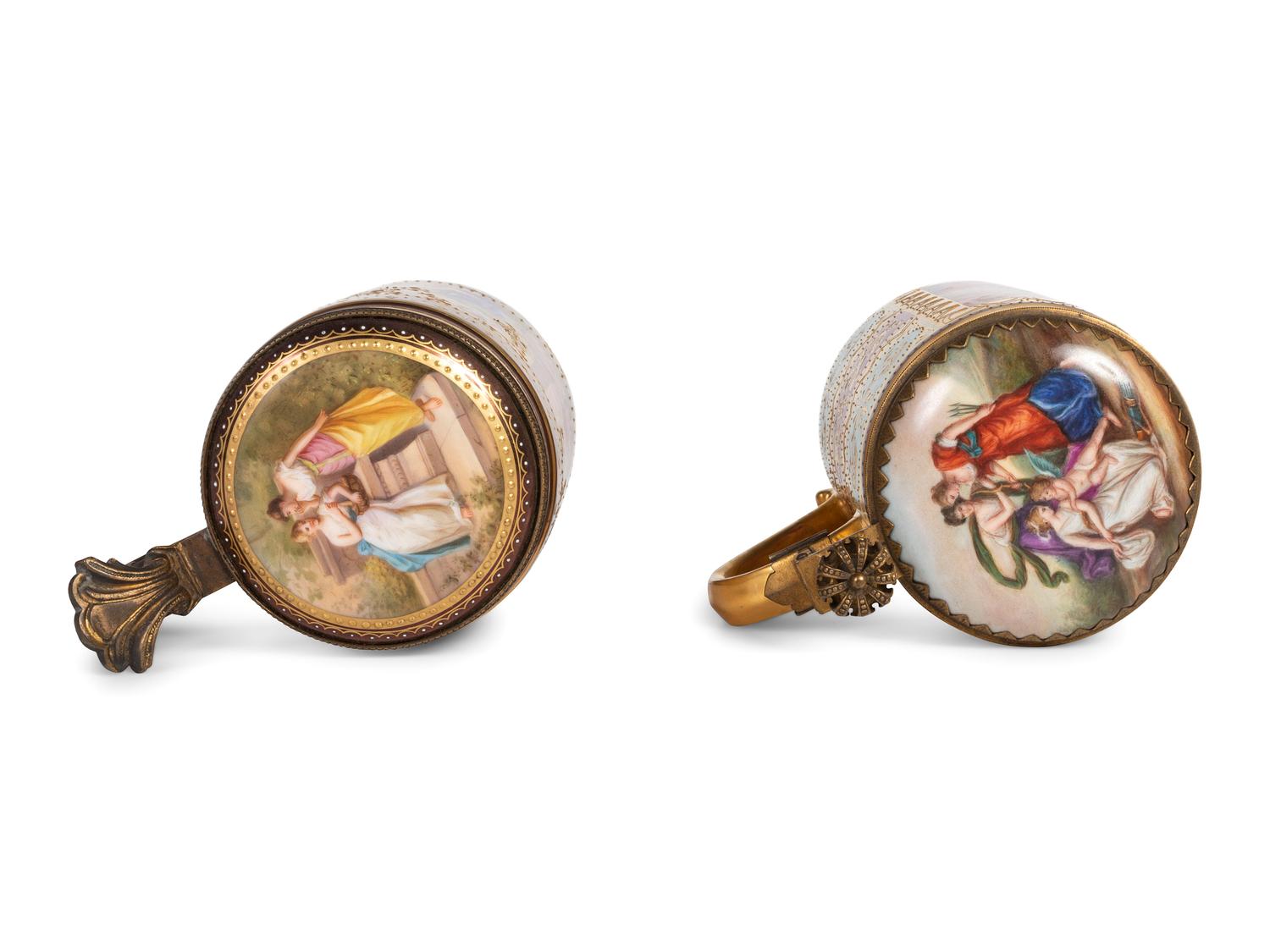 Two Continental Porcelain Tankards