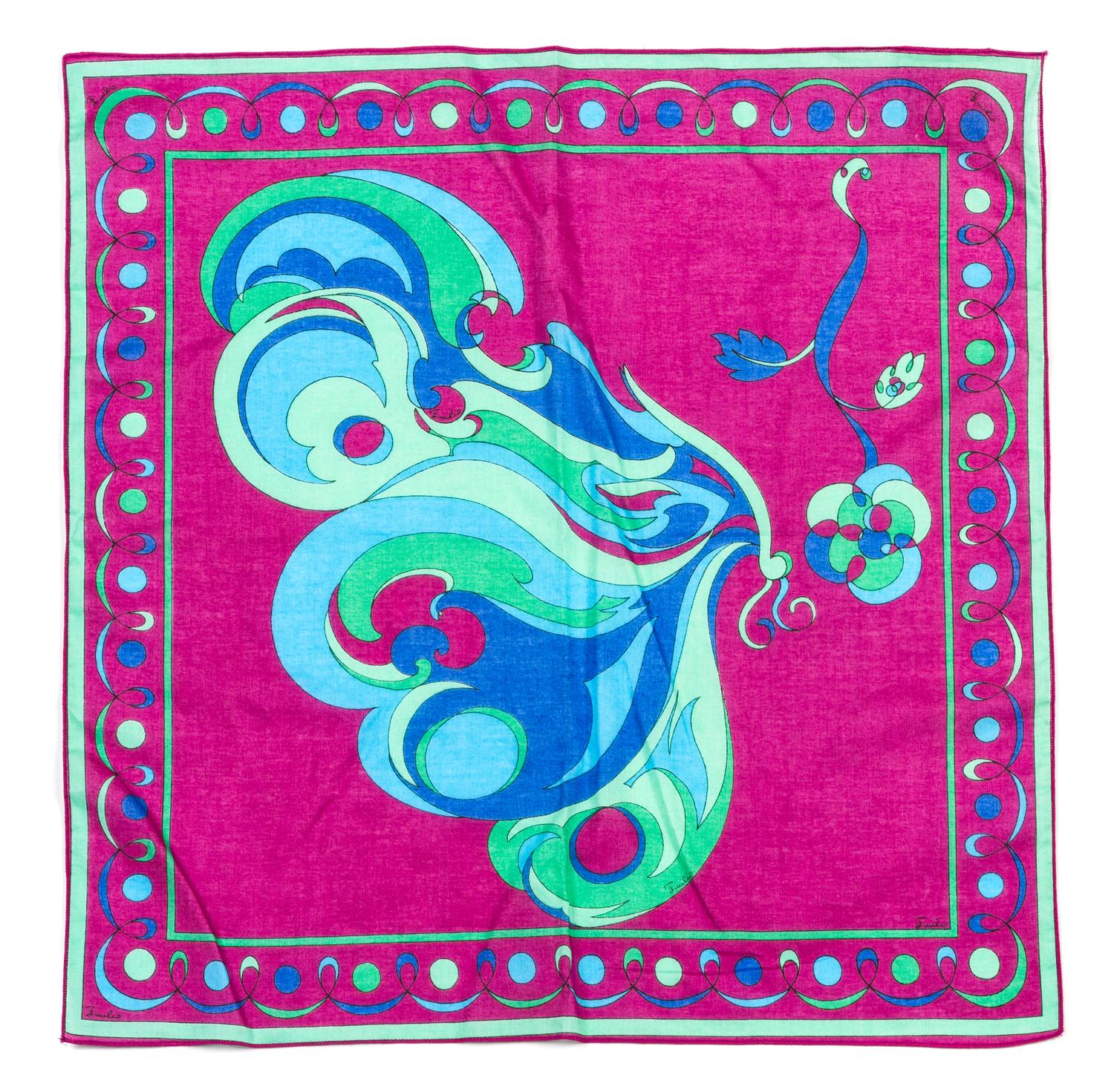 A Group of Five Emilio Pucci Print Scarves,