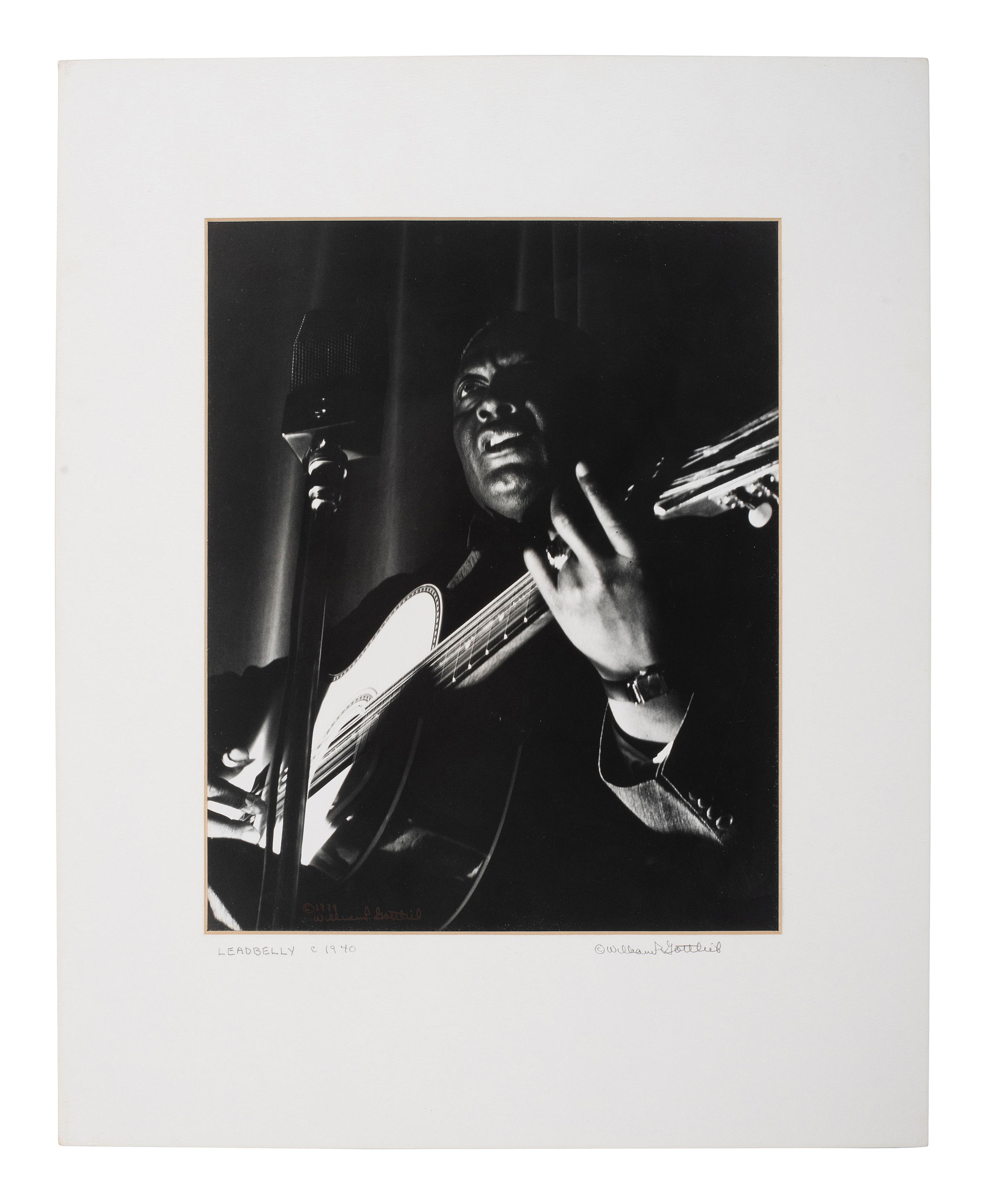 [EARLY PHOTOGRAPHY] -- [MUSIC]. GOTTLIEB, William P. (1917-2006), photographer. Lead Belly (Huddi Ledbetter), ca 1940 (printed later).