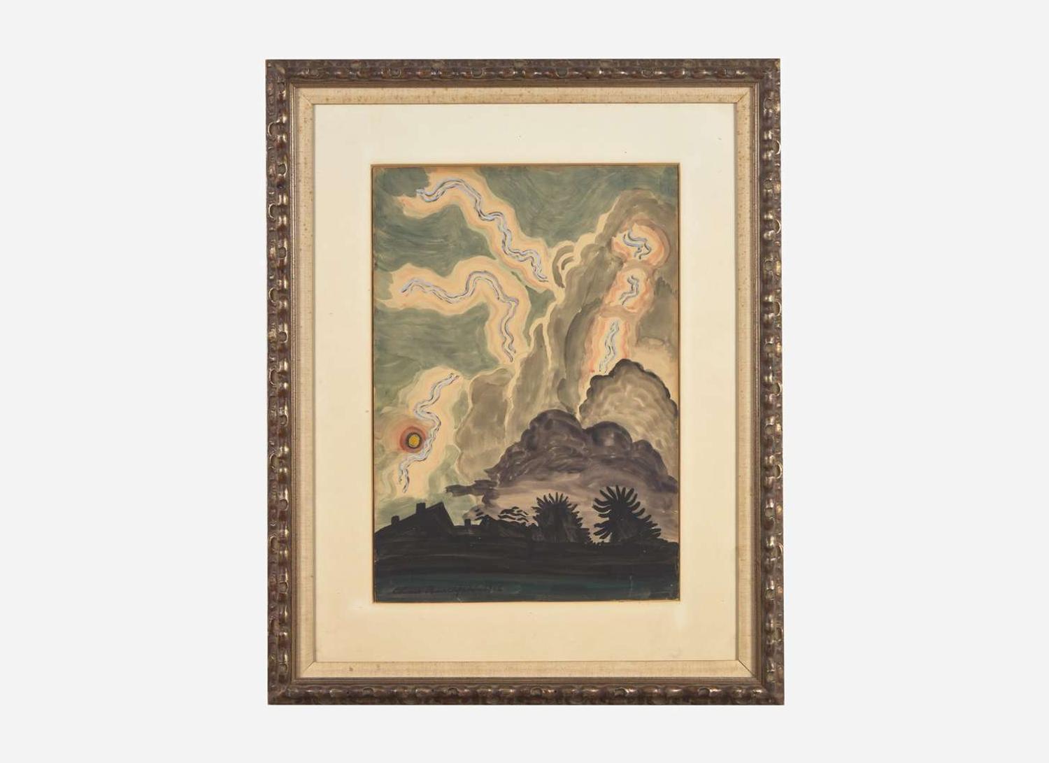 Charles Burchfield (American, 1893-1967) - A Flash of Lightning at Moonrise