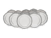 A Set of Twelve Continental Silver Dessert Plates