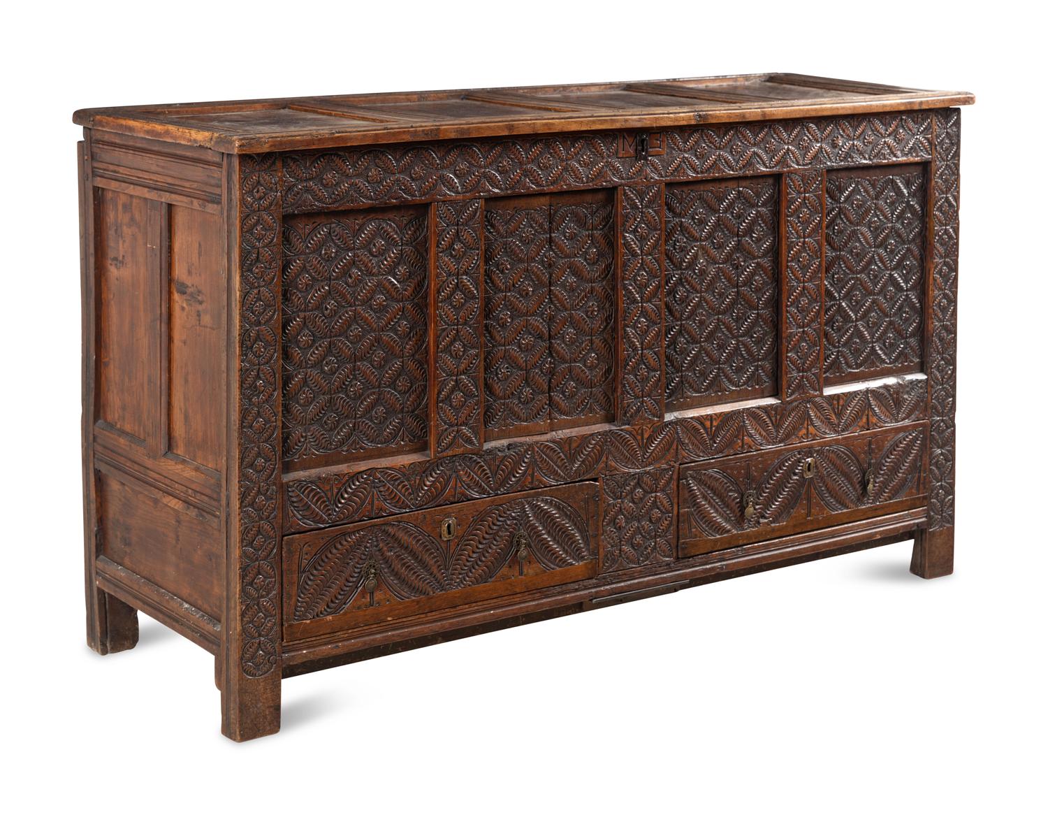 A Charles II Carved Oak Coffer