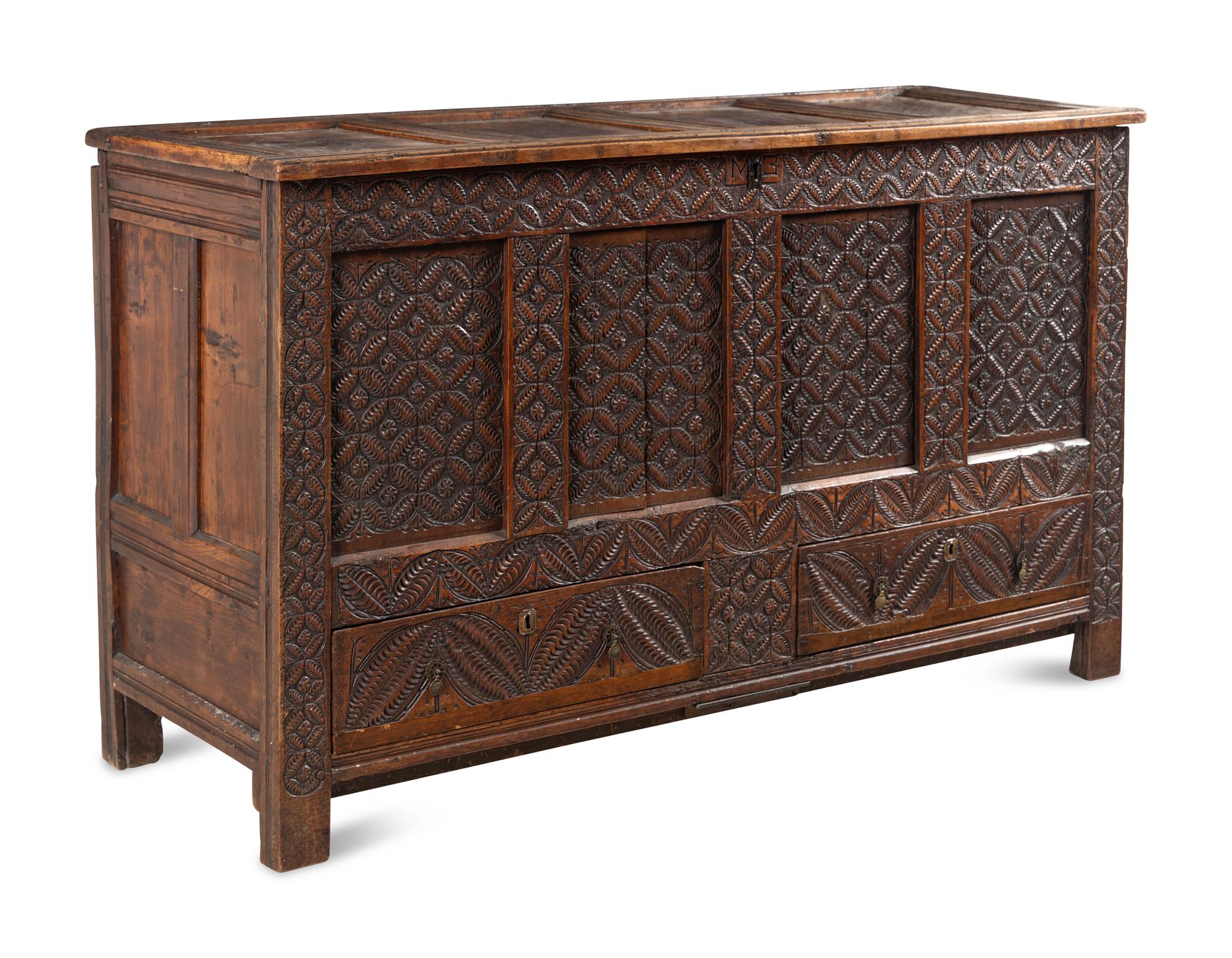 A Charles II Carved Oak Coffer