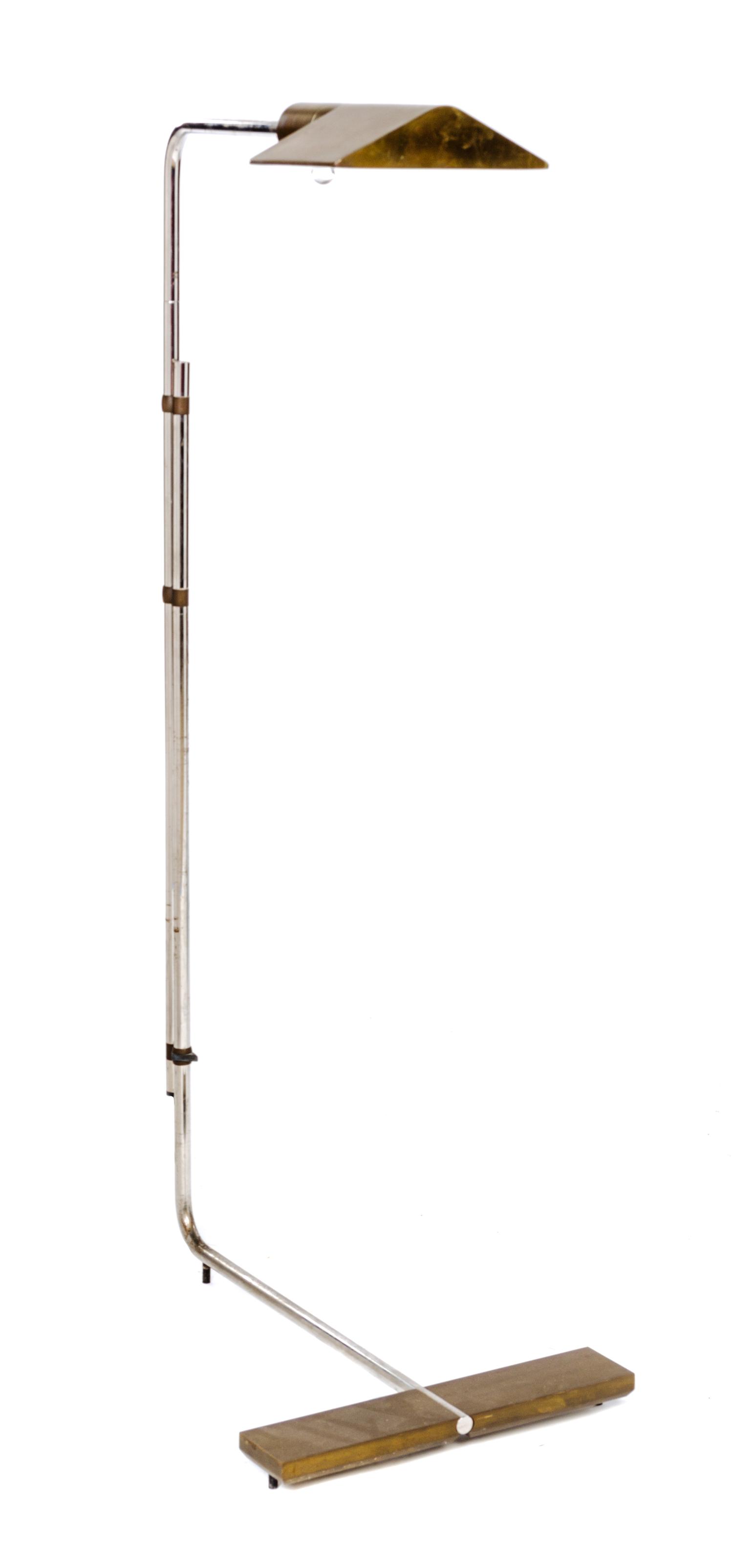 A Cedric Hartman Brass and Chrome Floor Lamp Height when extended 49 inches.