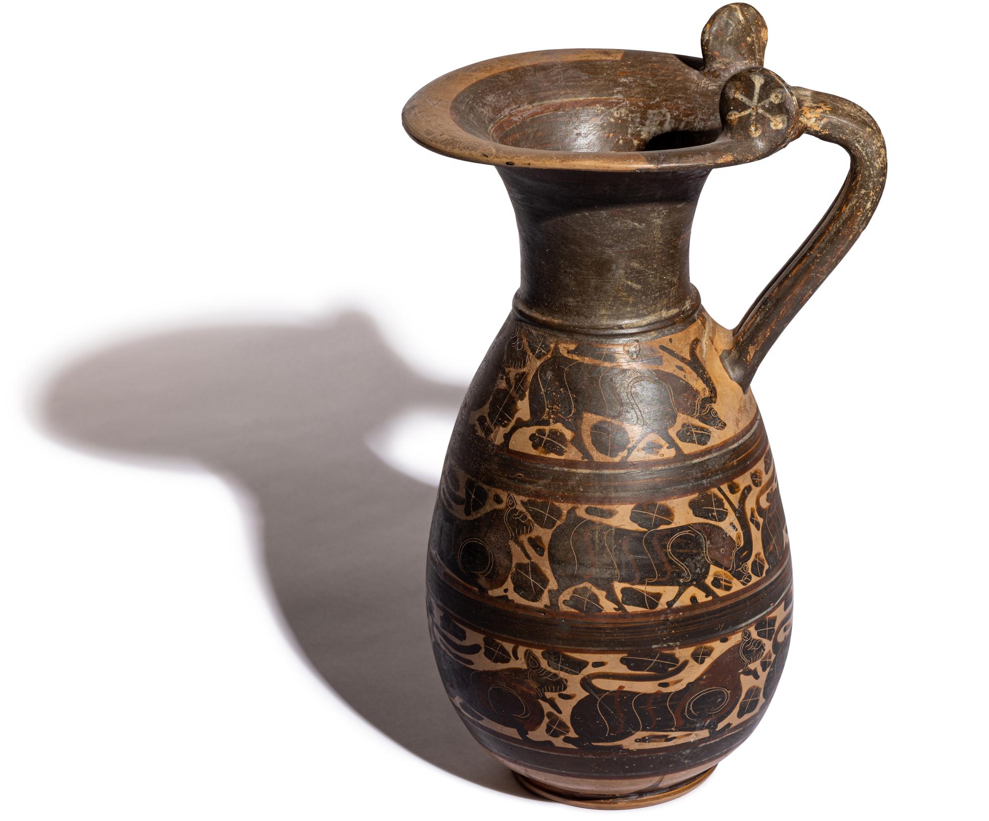 An Italo-Corinthian Black-Figured Olpe with Animal Friezes