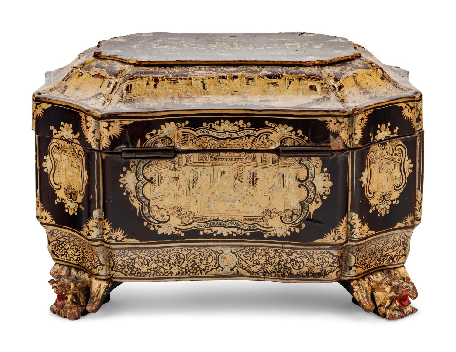 A Chinese Export Lacquered Work Box