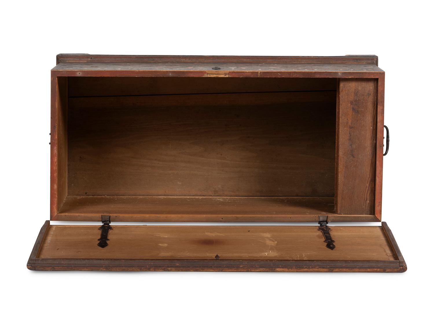A Chippendale Wrought-Iron Mounted Painted Poplar and Pine Dower Chest
