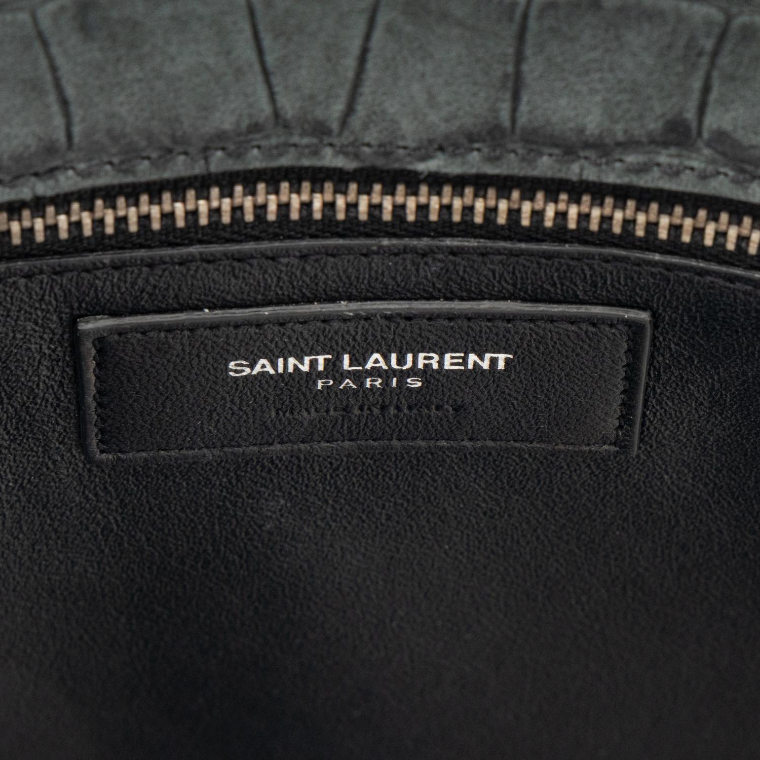 SAINT LAURENT, SAC DU JOUR IN CROC-EFFECT SUEDED LEATHER