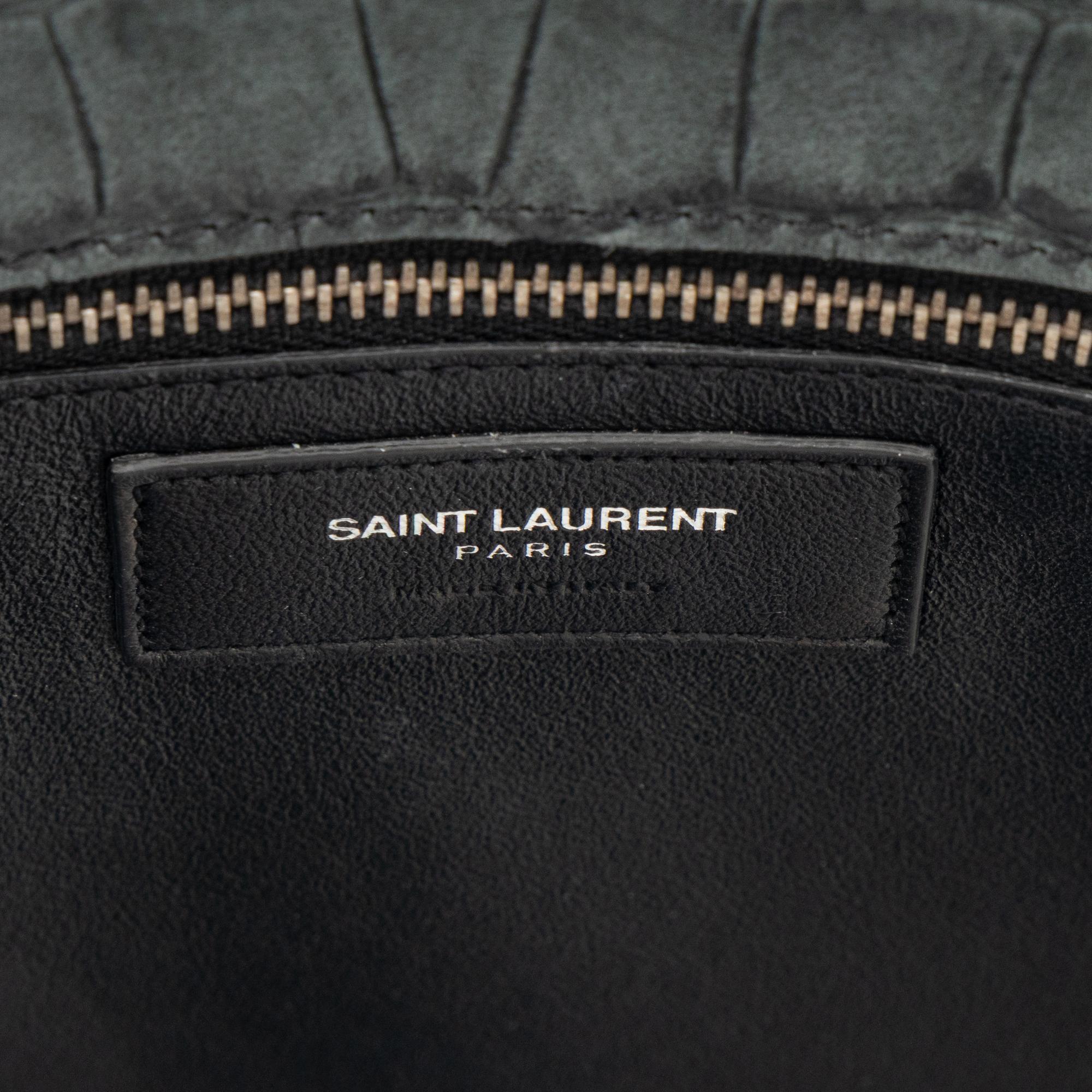 SAINT LAURENT, SAC DU JOUR IN CROC-EFFECT SUEDED LEATHER