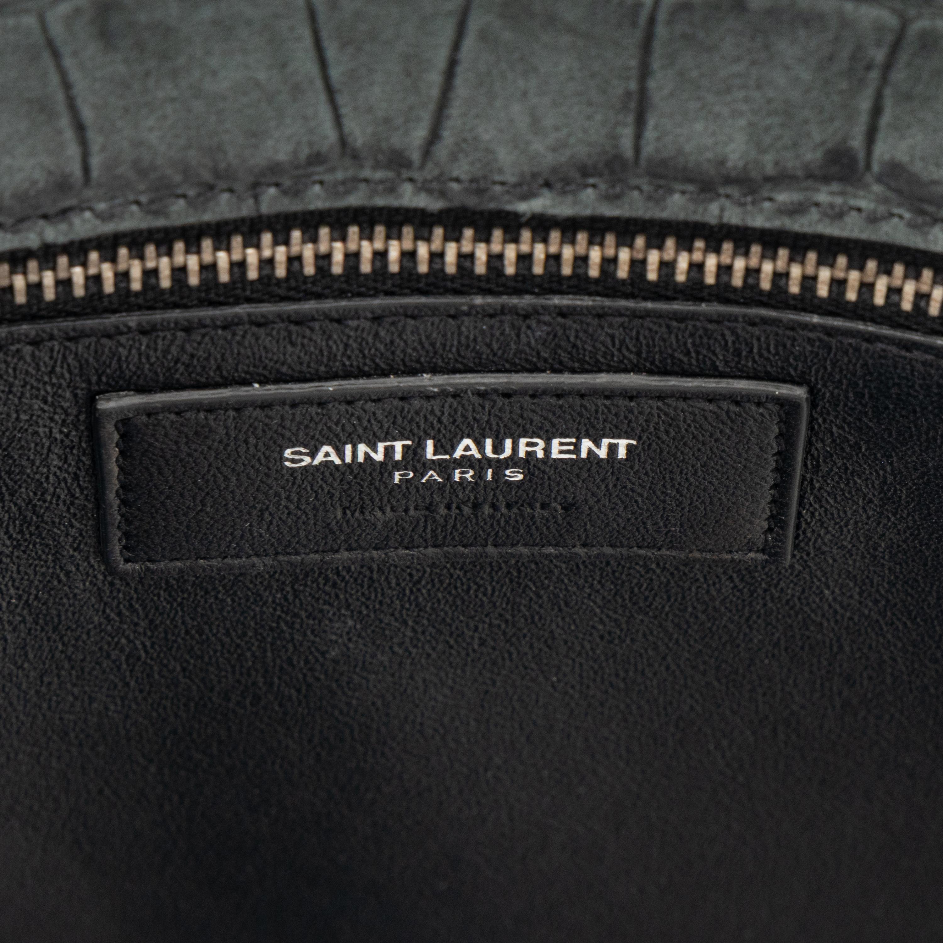 SAINT LAURENT, SAC DU JOUR IN CROC-EFFECT SUEDED LEATHER