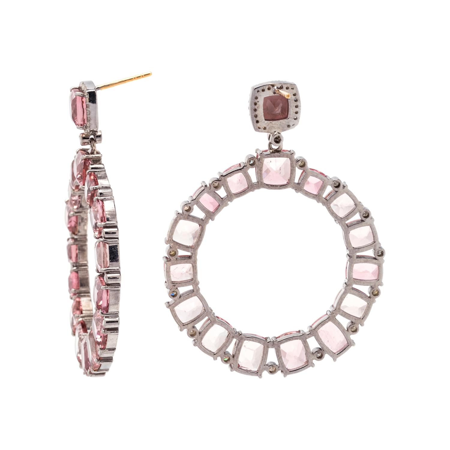 PINK TOURMALINE AND DIAMOND EARRINGS