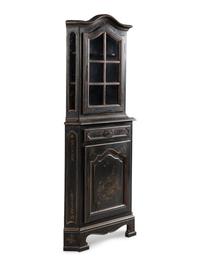 A Painted and Parcel-Gilt Corner Cabinet