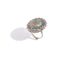 ANTIQUE, OPAL AND DIAMOND RING