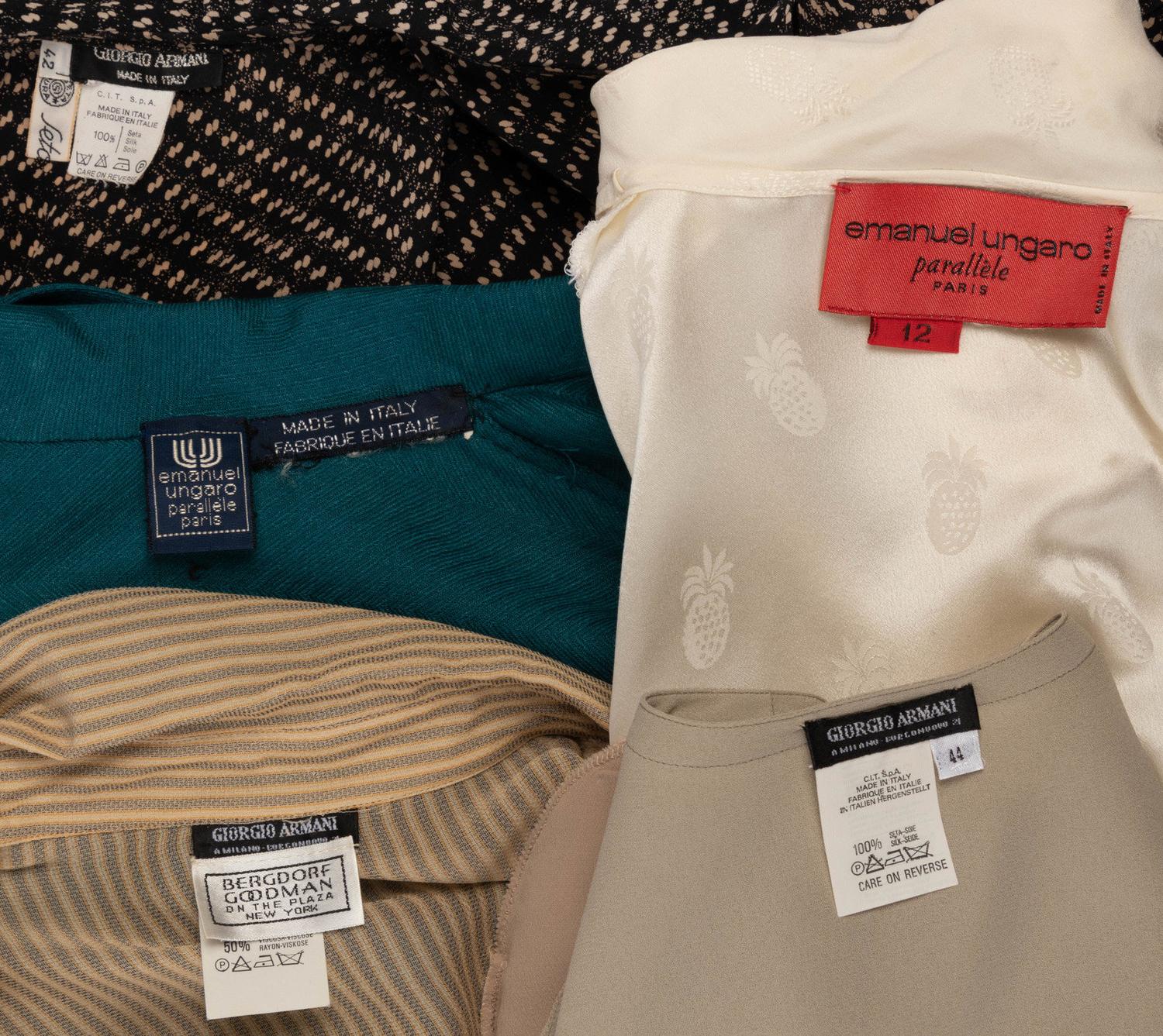Collection of Armani & Ungaro Blouses and Tops, 1980-2000s