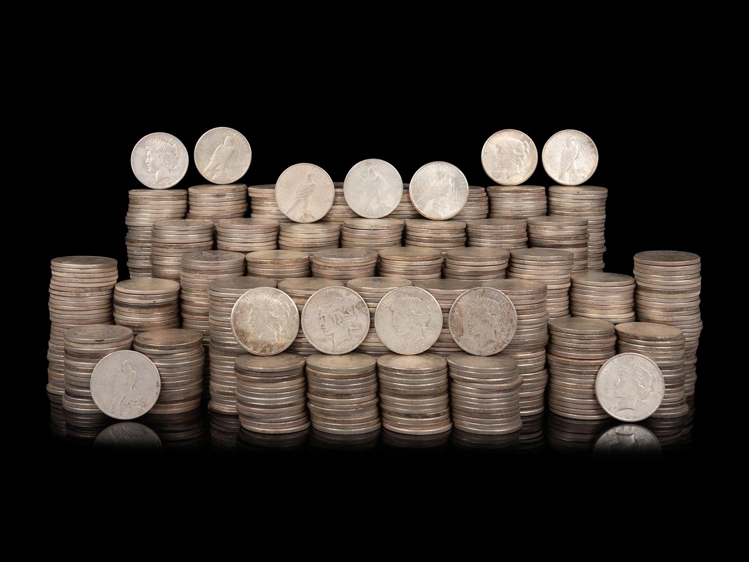 A Large Collection of Peace $1 Coins