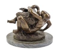 A Continental Bronze Figural Group Width 8 1/2 inches. — AFTER JEAN-JACQUES FEUCHERE (1807-1852)